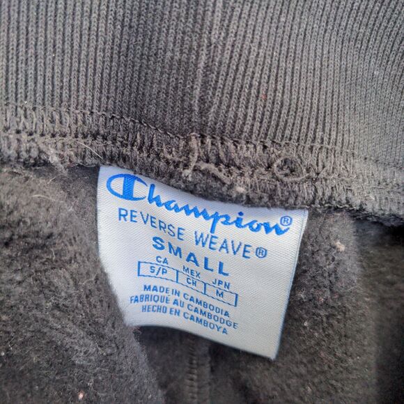 Champion Reverse Weave Mens Spell Out Jogger Pants S Black Wide Band Vintage - Picture 11 of 14